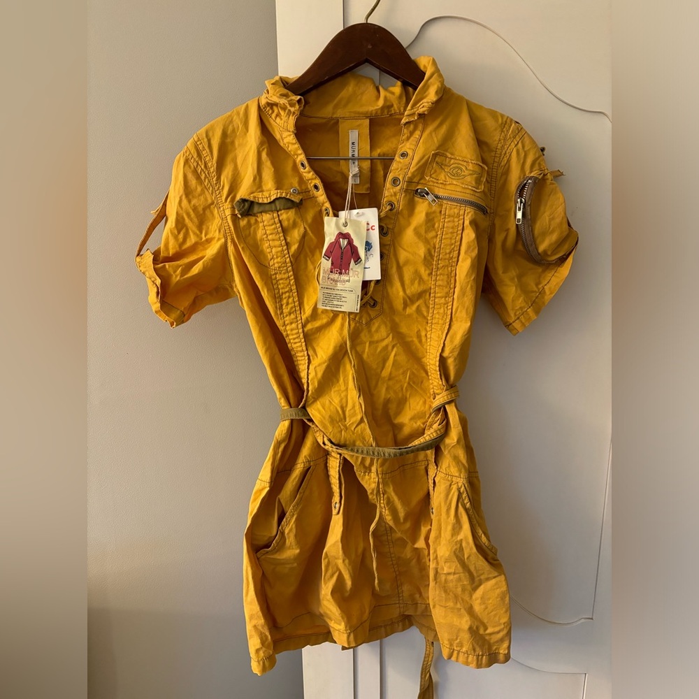 Mür Mür mustard cargo mini dress